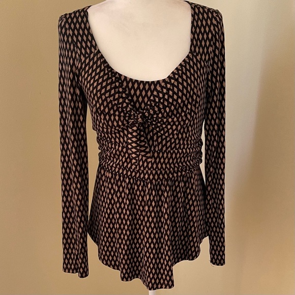 NWOT Anthropologie Meadow Rue Joselyn Diamond Tie Front Blouse - Picture 4 of 9